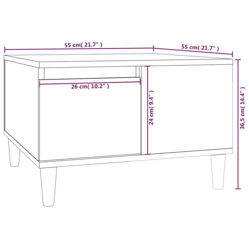 vidaXL fekete szerelt fa dohányzóasztal 55x55x36,5 cm