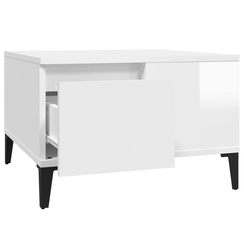 vidaXL magasfényű fehér szerelt fa dohányzóasztal 55 x 55 x 36,5 cm
