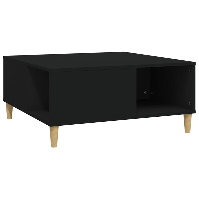 vidaXL fekete szerelt fa dohányzóasztal 80x80x36,5 cm