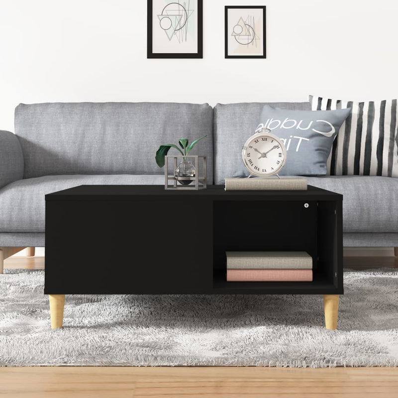 vidaXL fekete szerelt fa dohányzóasztal 80x80x36,5 cm