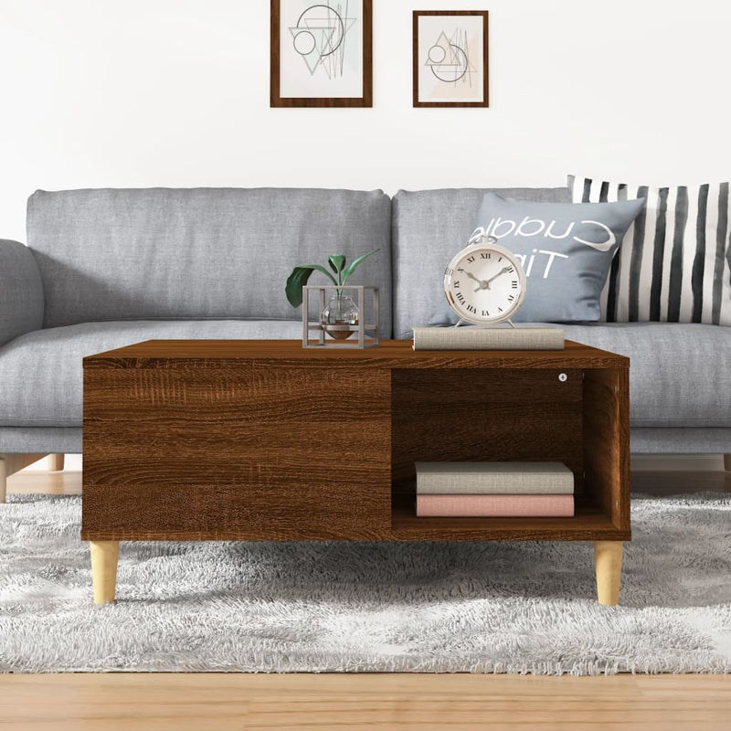 vidaXL barna tölgyszínű szerelt fa dohányzóasztal 80x80x36,5 cm