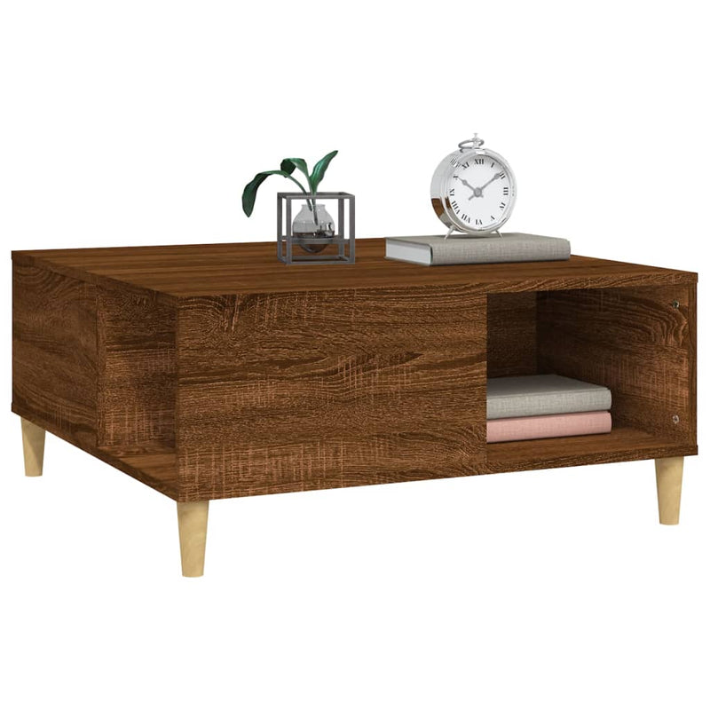 vidaXL barna tölgyszínű szerelt fa dohányzóasztal 80x80x36,5 cm