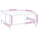 vidaXL fekete szerelt fa dohányzóasztal 80x80x36,5 cm
