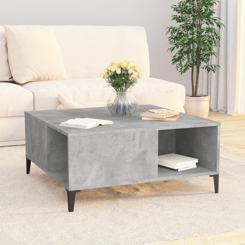 vidaXL betonszürke szerelt fa dohányzóasztal 80x80x36,5 cm