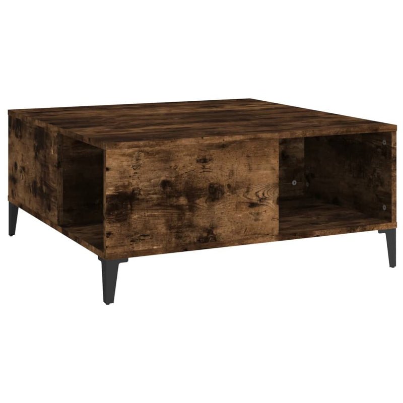 vidaXL füstös tölgy színű fatermék dohányzóasztal 80x80x36,5 cm
