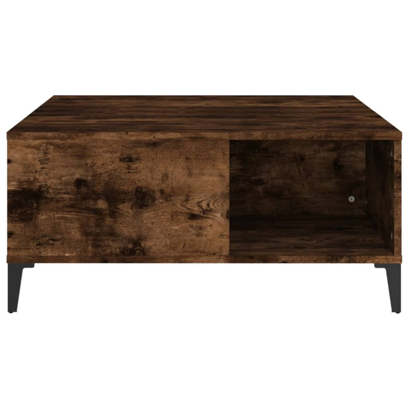 vidaXL füstös tölgy színű fatermék dohányzóasztal 80x80x36,5 cm