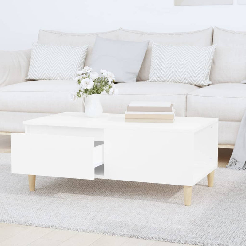 vidaXL fehér szerelt fa dohányzóasztal 90 x 50 x 36,5 cm