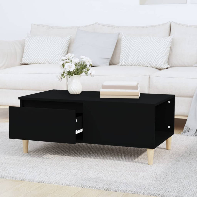 vidaXL fekete szerelt fa dohányzóasztal 90x50x36,5 cm
