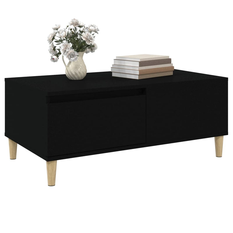 vidaXL fekete szerelt fa dohányzóasztal 90x50x36,5 cm