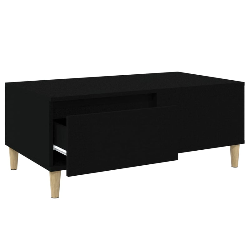 vidaXL fekete szerelt fa dohányzóasztal 90x50x36,5 cm