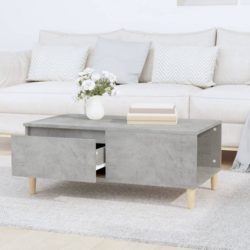 vidaXL betonszürke szerelt fa dohányzóasztal 90x50x36,5 cm