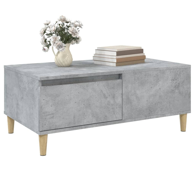 vidaXL betonszürke szerelt fa dohányzóasztal 90x50x36,5 cm