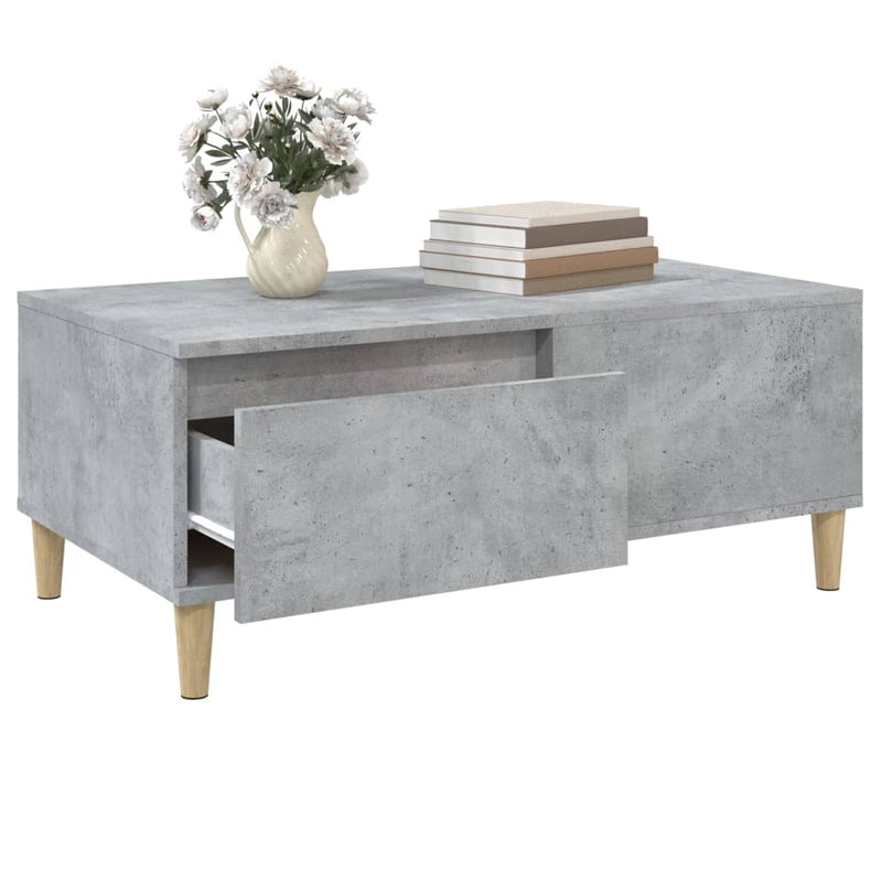 vidaXL betonszürke szerelt fa dohányzóasztal 90x50x36,5 cm