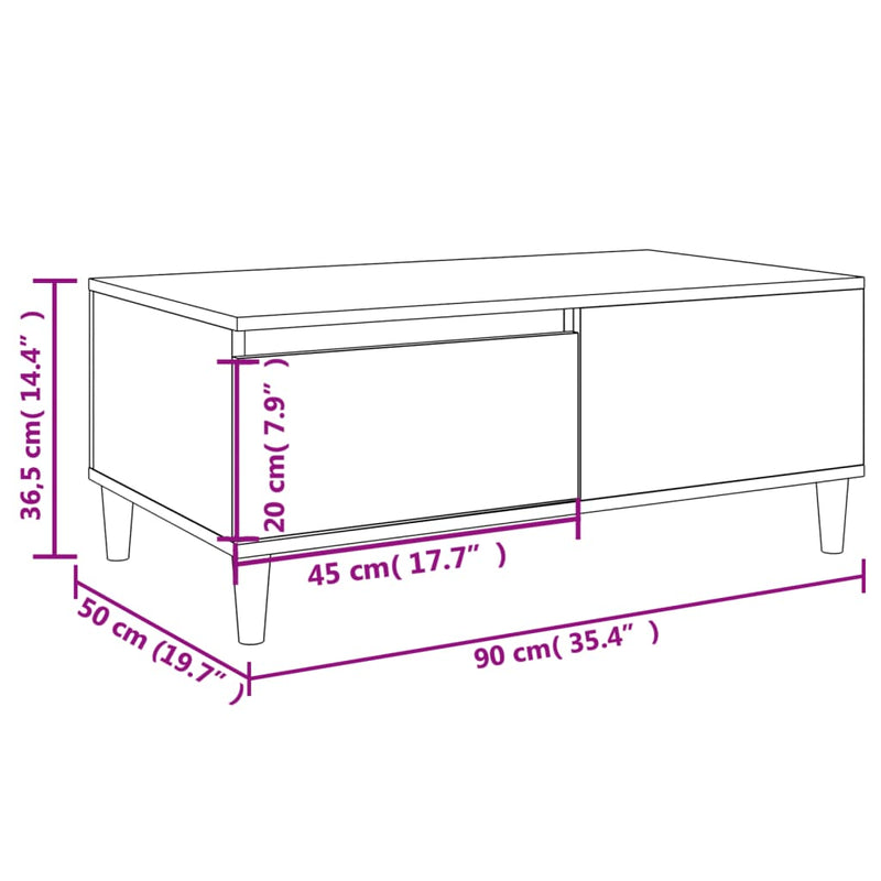 vidaXL betonszürke szerelt fa dohányzóasztal 90x50x36,5 cm