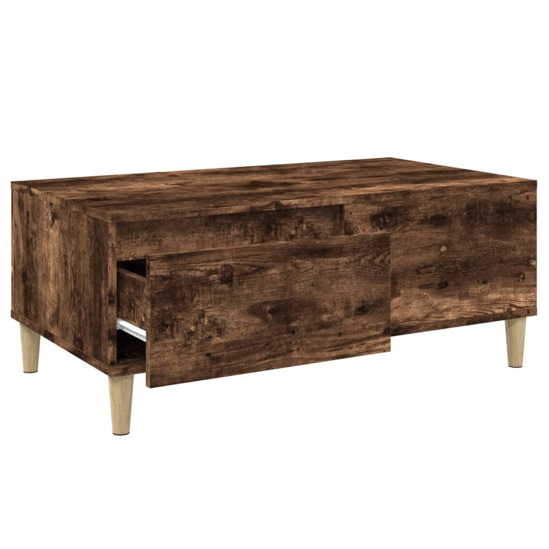 vidaXL füstös tölgy színű fatermék dohányzóasztal 90x50x36,5 cm
