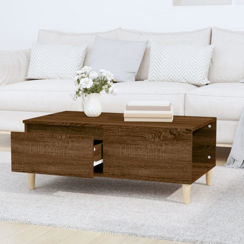 vidaXL barna tölgyszínű szerelt fa dohányzóasztal 90x50x36,5 cm