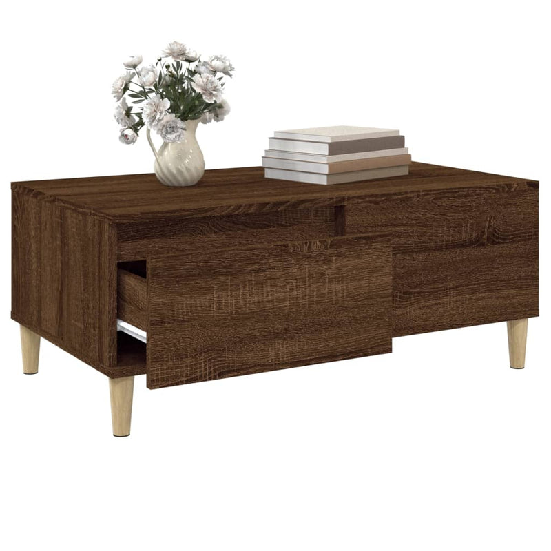 vidaXL barna tölgyszínű szerelt fa dohányzóasztal 90x50x36,5 cm