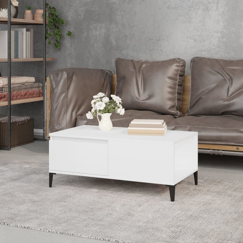 vidaXL fehér szerelt fa dohányzóasztal 90 x 50 x 36,5 cm