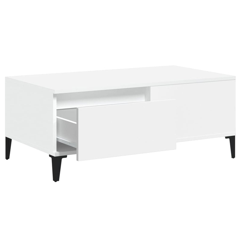 vidaXL fehér szerelt fa dohányzóasztal 90 x 50 x 36,5 cm