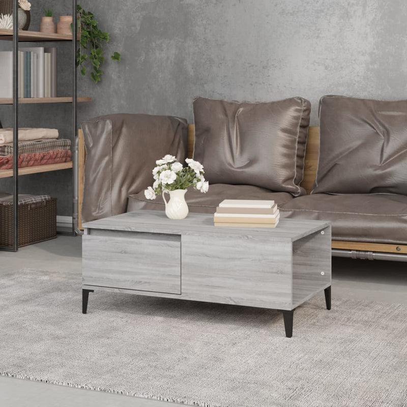 vidaXL szürke sonoma színű szerelt fa dohányzóasztal 90 x 50 x 36,5 cm