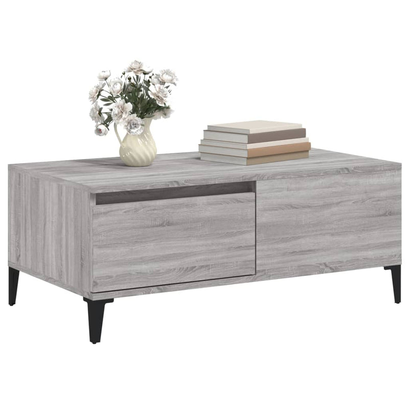 vidaXL szürke sonoma színű szerelt fa dohányzóasztal 90 x 50 x 36,5 cm