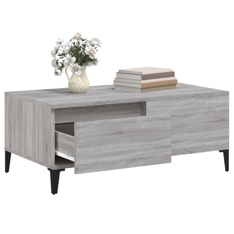 vidaXL szürke sonoma színű szerelt fa dohányzóasztal 90 x 50 x 36,5 cm