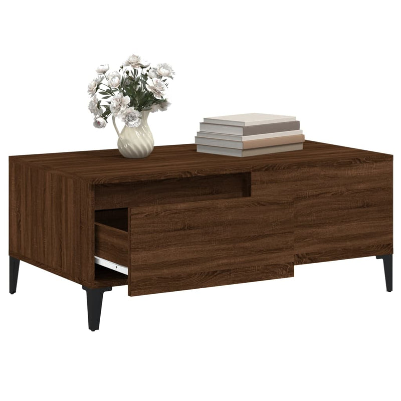 vidaXL barna tölgyszínű szerelt fa dohányzóasztal 90x50x36,5 cm