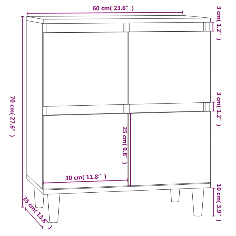 vidaXL fekete szerelt fa tálalószekrény 60 x 35 x70 cm