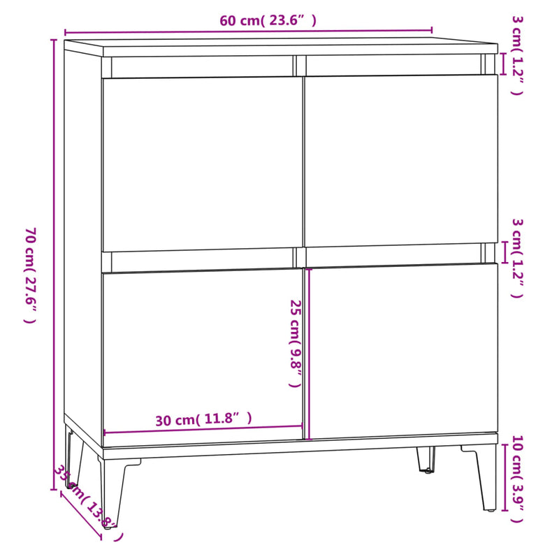 vidaXL füstös tölgy színű szerelt fa tálalószekrény 60 x 35 x 70 cm