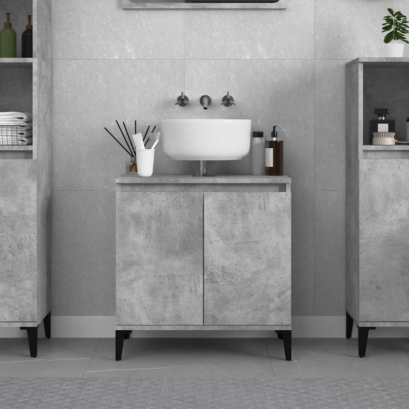 vidaXL betonszürke szerelt fa mosdószekrény 58x33x60 cm
