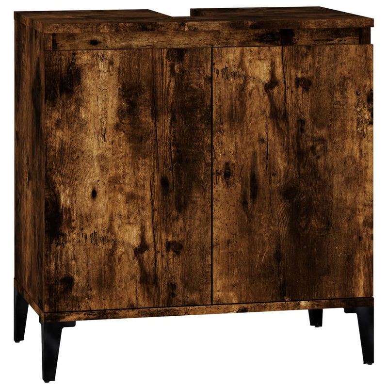 vidaXL füstös tölgy színű szerelt fa mosdószekrény 58x33x60 cm