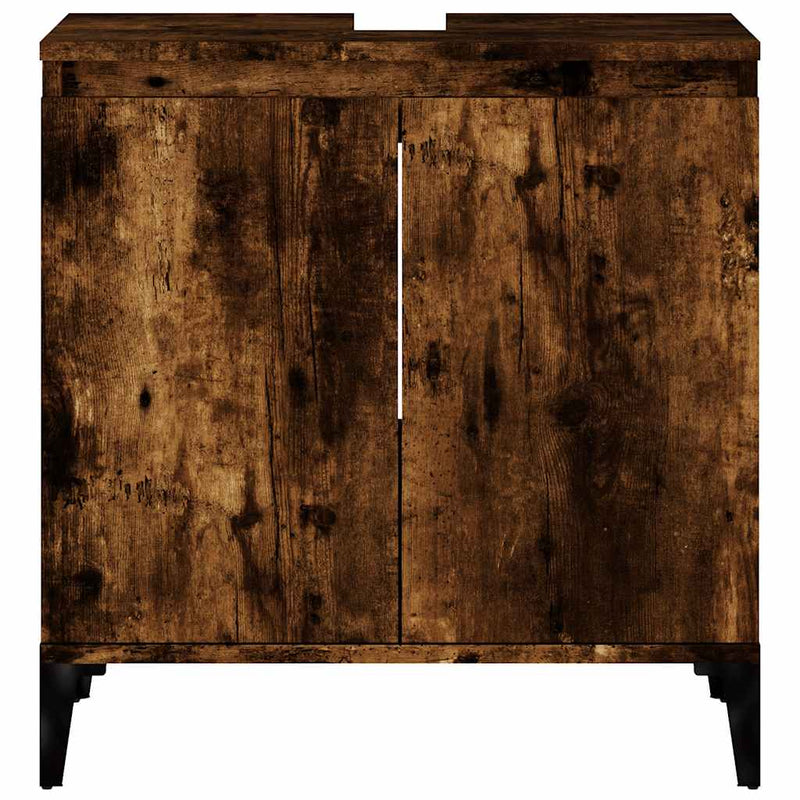 vidaXL füstös tölgy színű szerelt fa mosdószekrény 58x33x60 cm
