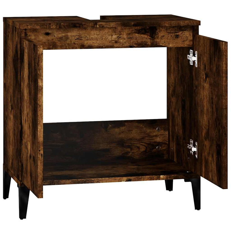 vidaXL füstös tölgy színű szerelt fa mosdószekrény 58x33x60 cm