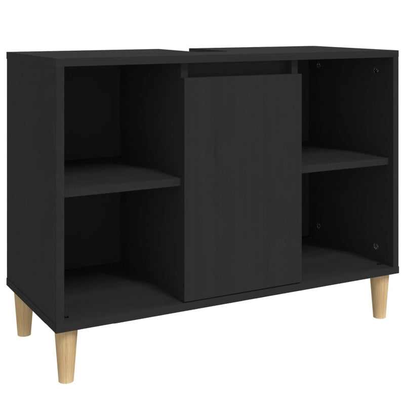 vidaXL fekete szerelt fa mosdószekrény 80 x 33 x 60 cm
