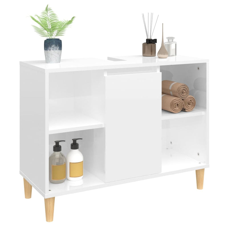vidaXL magasfényű fehér szerelt fa mosdószekrény 80 x 33 x 60 cm