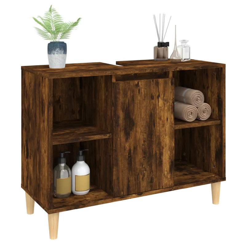 vidaXL füstös tölgy színű szerelt fa mosdószekrény 80 x 33 x 60 cm