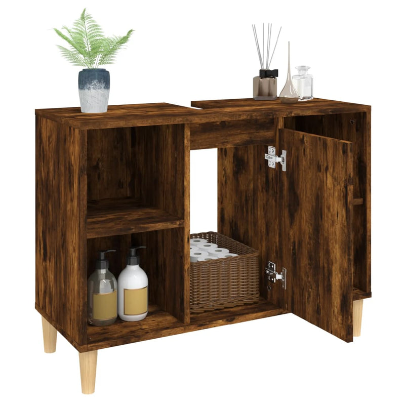 vidaXL füstös tölgy színű szerelt fa mosdószekrény 80 x 33 x 60 cm