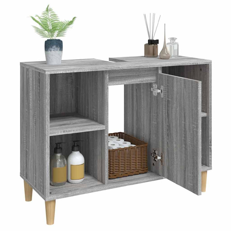 vidaXL szürke sonoma színű szerelt fa mosdószekrény 80 x 33 x 60 cm