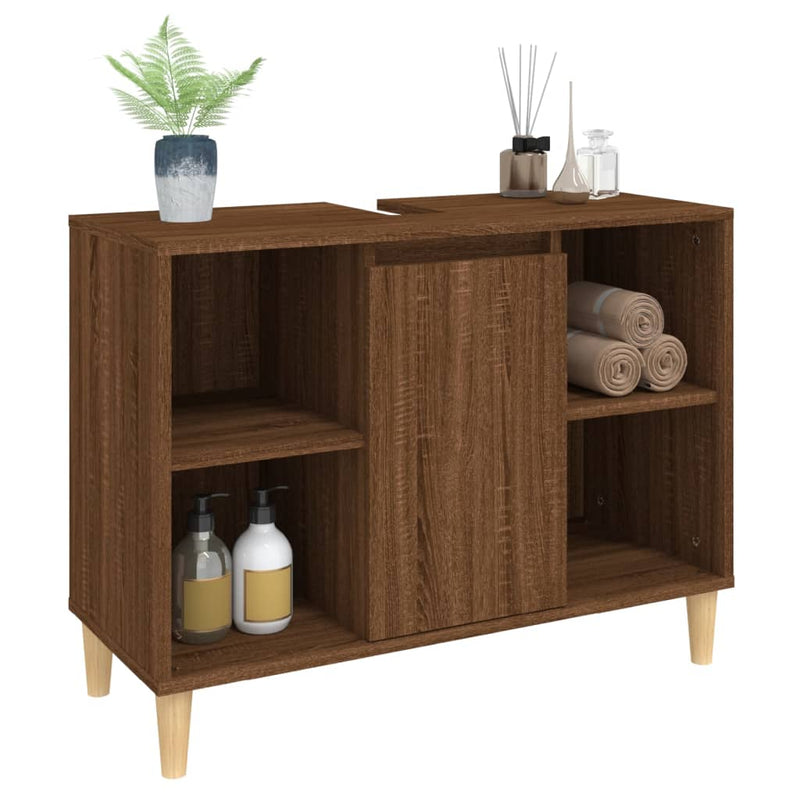 vidaXL barna tölgyszínű szerelt fa mosdószekrény 80 x 33 x 60 cm