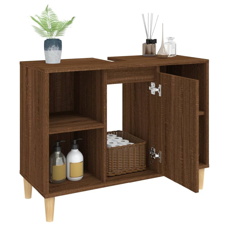 vidaXL barna tölgyszínű szerelt fa mosdószekrény 80 x 33 x 60 cm