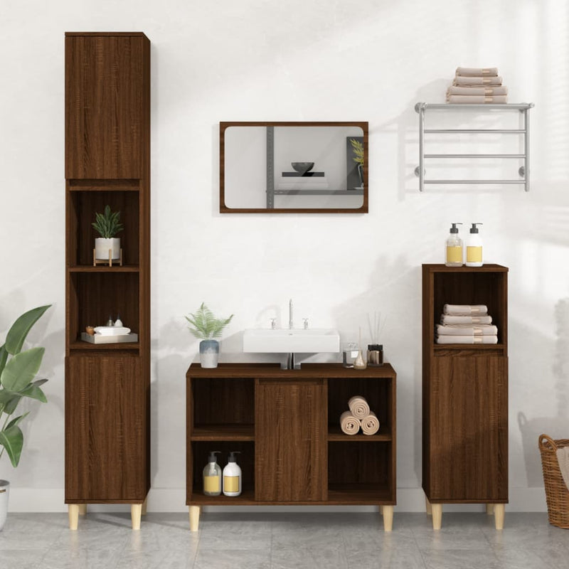 vidaXL barna tölgyszínű szerelt fa mosdószekrény 80 x 33 x 60 cm