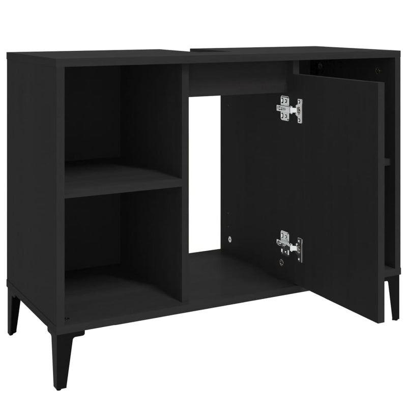 vidaXL fekete szerelt fa mosdószekrény 80 x 33 x 60 cm