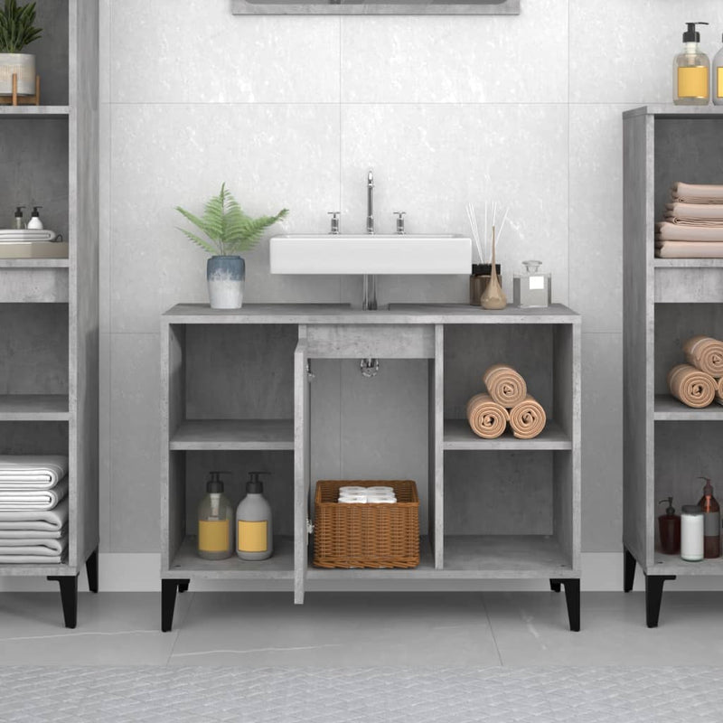 vidaXL betonszürke szerelt fa mosdószekrény 80 x 33 x 60 cm