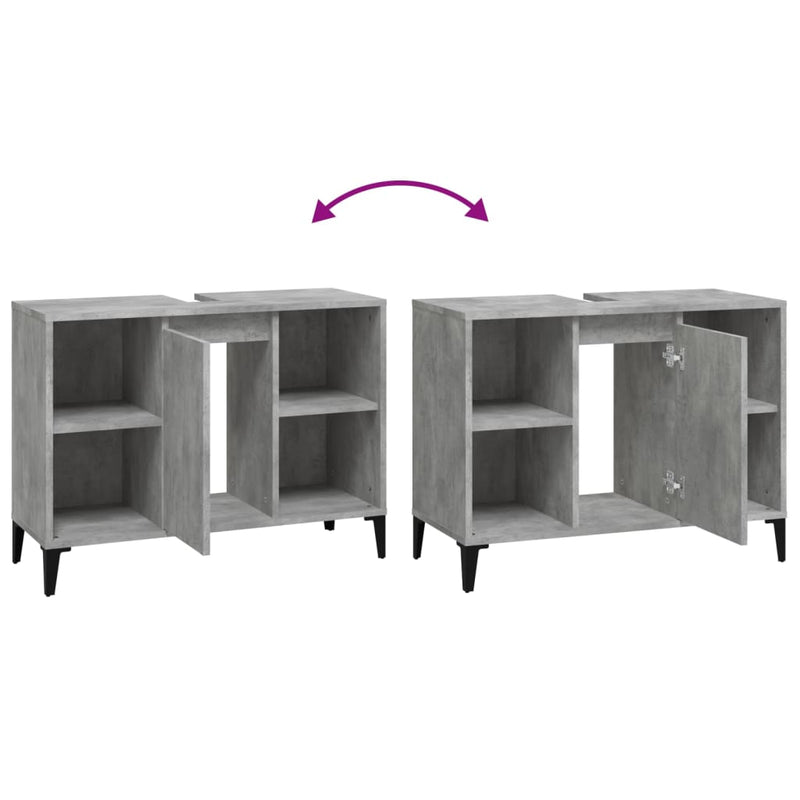 vidaXL betonszürke szerelt fa mosdószekrény 80 x 33 x 60 cm