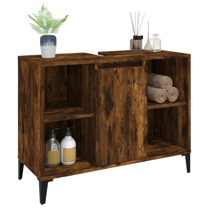 vidaXL füstös tölgy színű szerelt fa mosdószekrény 80 x 33 x 60 cm