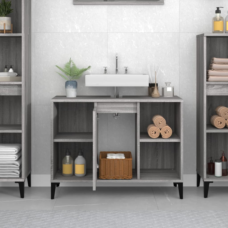 vidaXL szürke sonoma színű szerelt fa mosdószekrény 80 x 33 x 60 cm