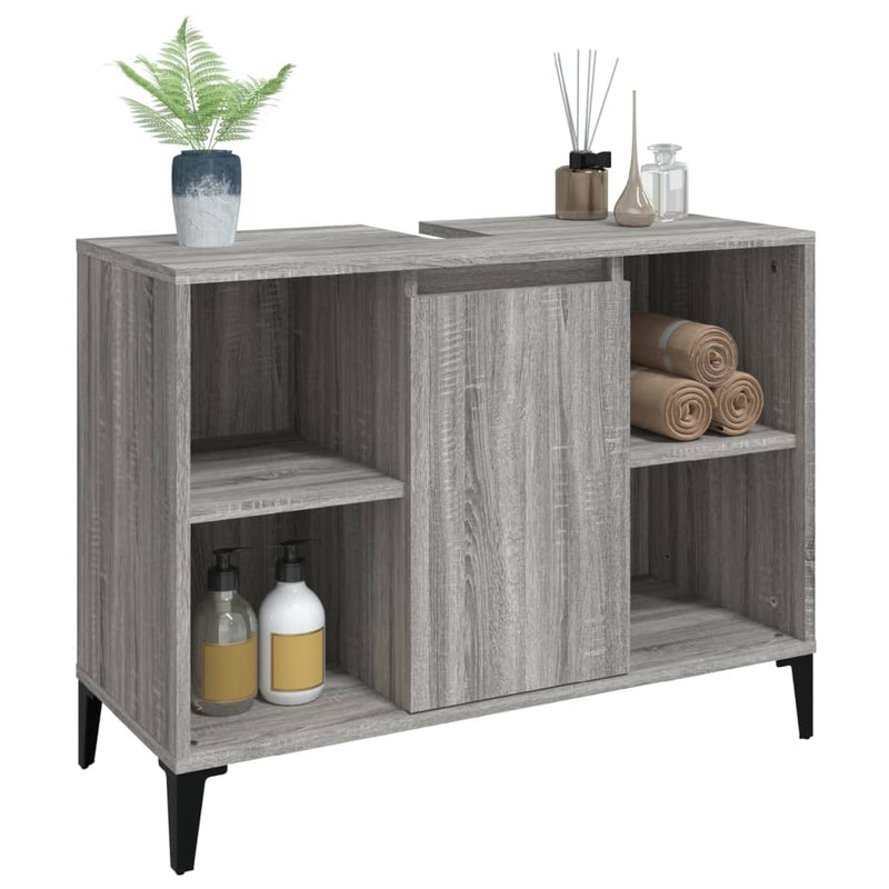 vidaXL szürke sonoma színű szerelt fa mosdószekrény 80 x 33 x 60 cm