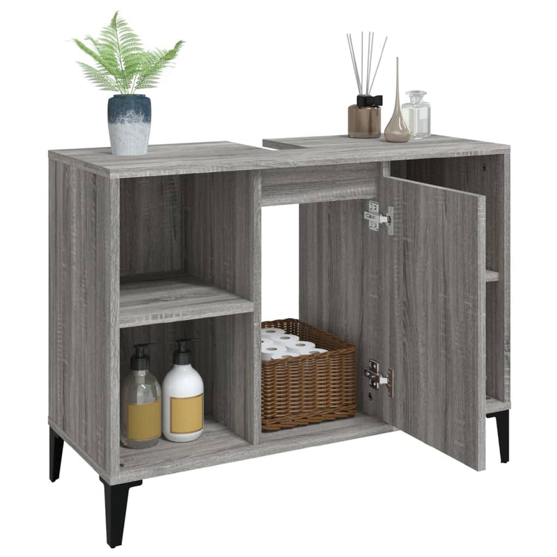 vidaXL szürke sonoma színű szerelt fa mosdószekrény 80 x 33 x 60 cm