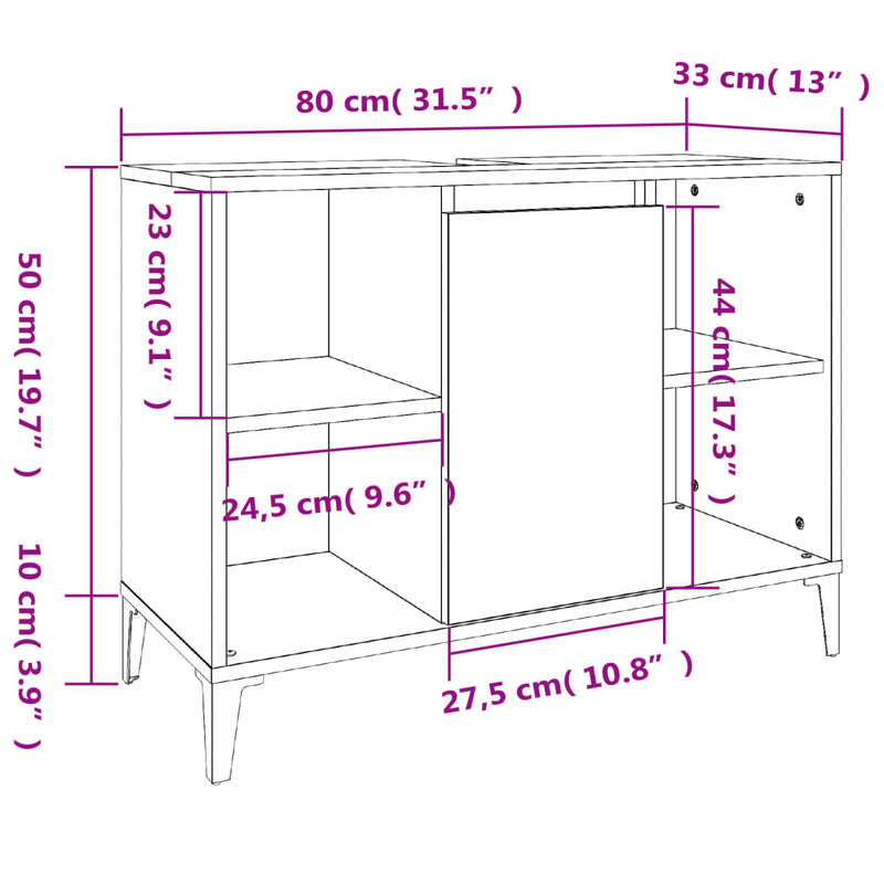 vidaXL szürke sonoma színű szerelt fa mosdószekrény 80 x 33 x 60 cm