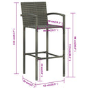 vidaXL 2 db szürke polyrattan bárszék